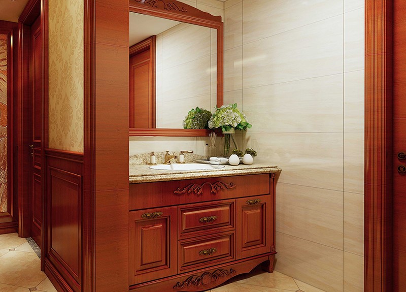 solid wood bathroom cabinet