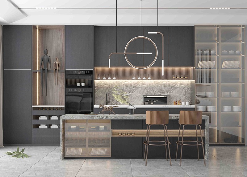 dark black kitchen cabinets