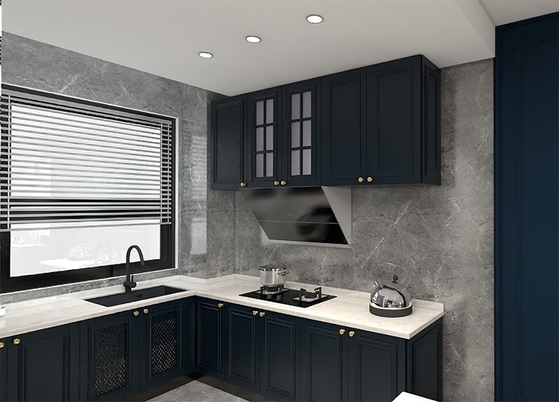 Blue Vinyl Kitchen Cabinet