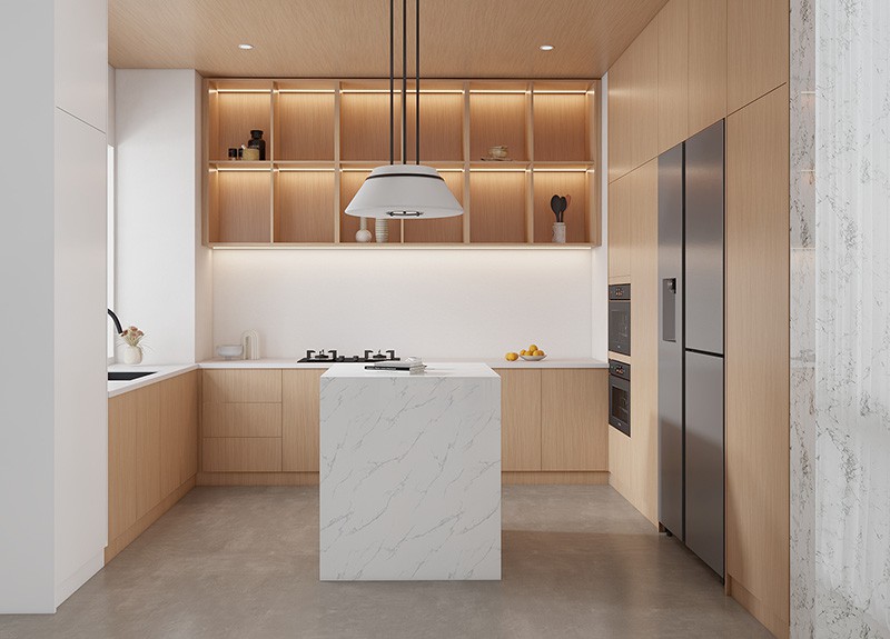 Wood Grain Kitchen Cabinets