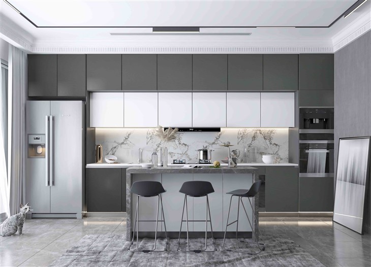 PET frameless kitchen cabinet