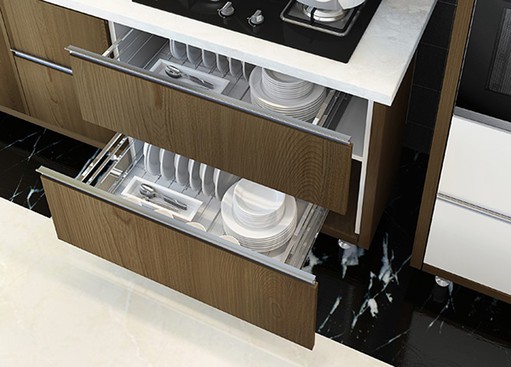 dish basket drawer melamine kitchen cabinet