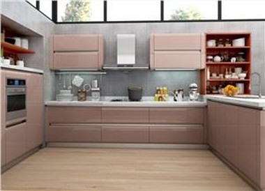 Lacquered U-shaped Kitchen Cabinet