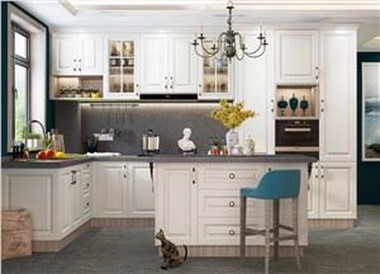White L-Shape PVC Kitchen Cabinet