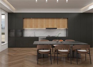 Textured Black Kitchen Cabinets