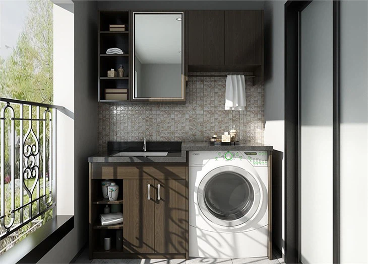 Wood Grain Laundry Cabinet