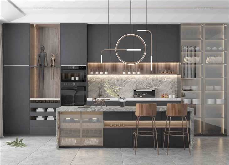 Fabric Melamine Kitchen Cabinets